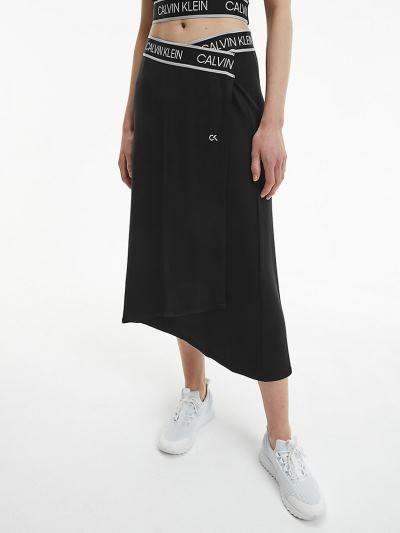 Calvin Klein Ruhák HU363908 | Calvin Klein Logo Elastic Női Midi Szoknya Fekete
